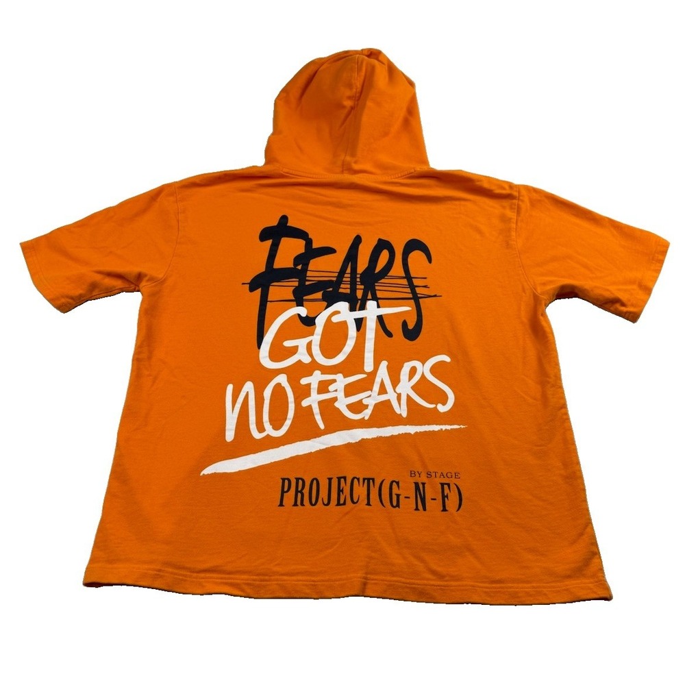 Got No Fear By Stage Short Sleeve Hoodie Men's L Orange